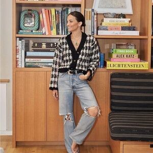 Hayley Menzies Cassidy Alpaca Jacquard Comfy Oversized Cardigan — Size Large